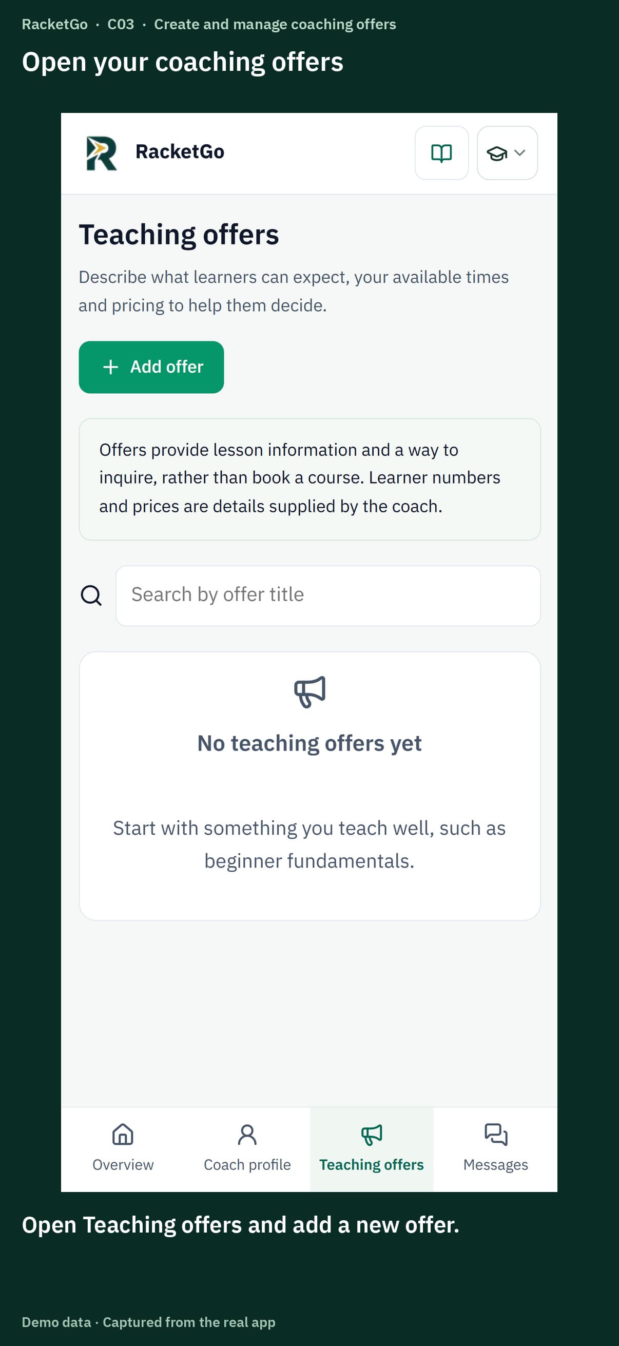 Create and manage coaching offers