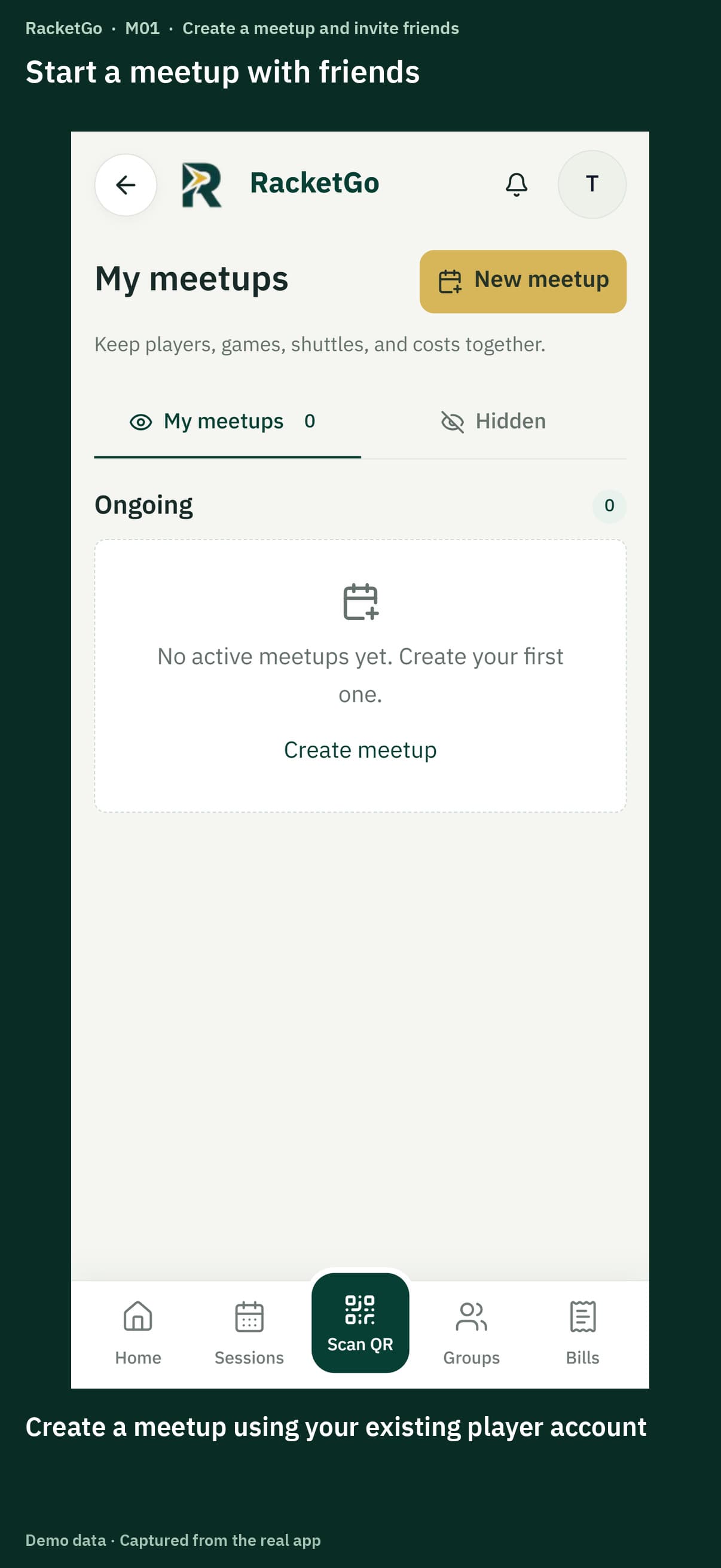 Create a meetup and invite friends