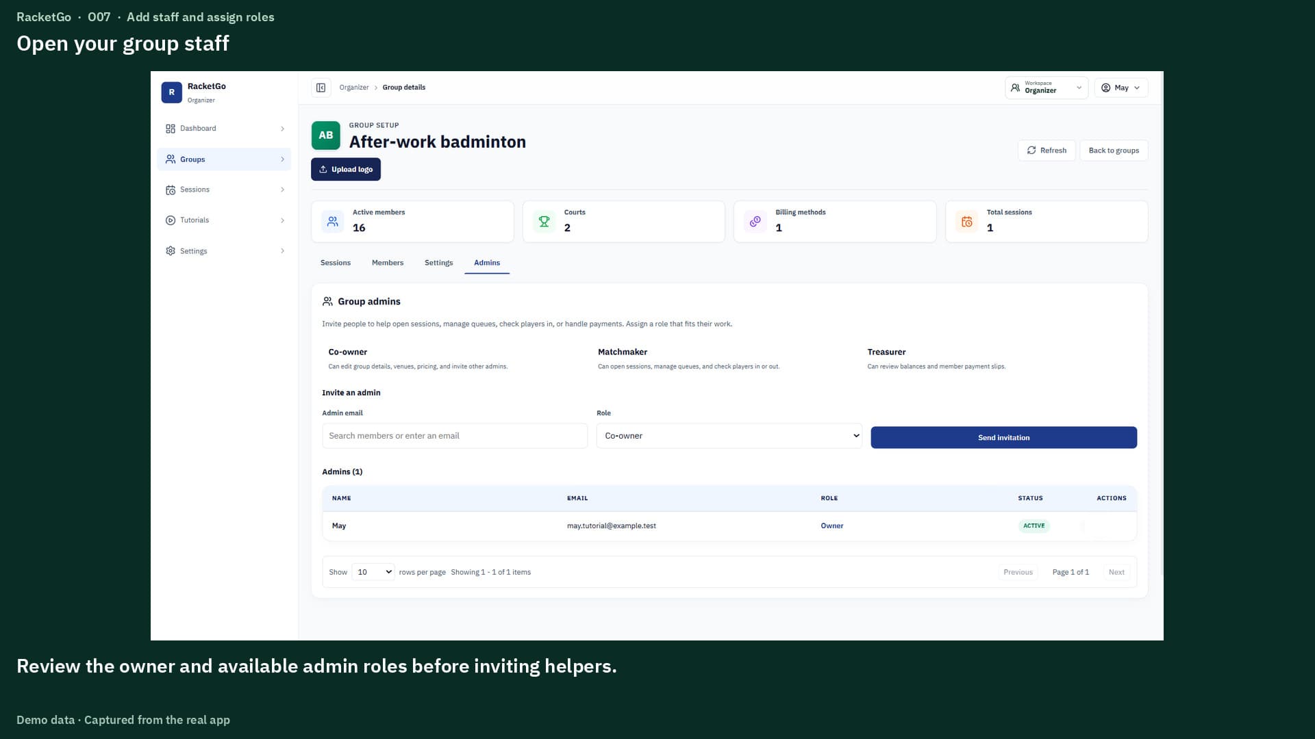 Add staff and assign roles