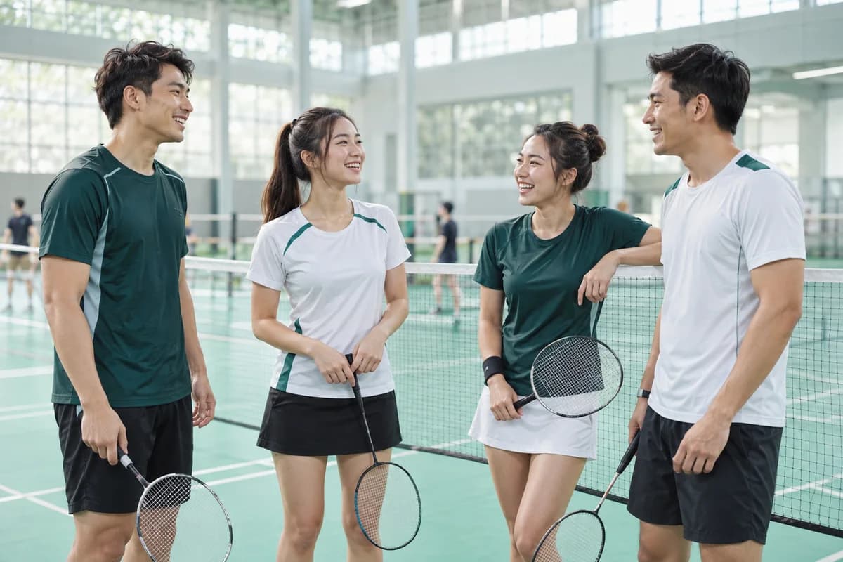 Illustration of friends enjoying badminton