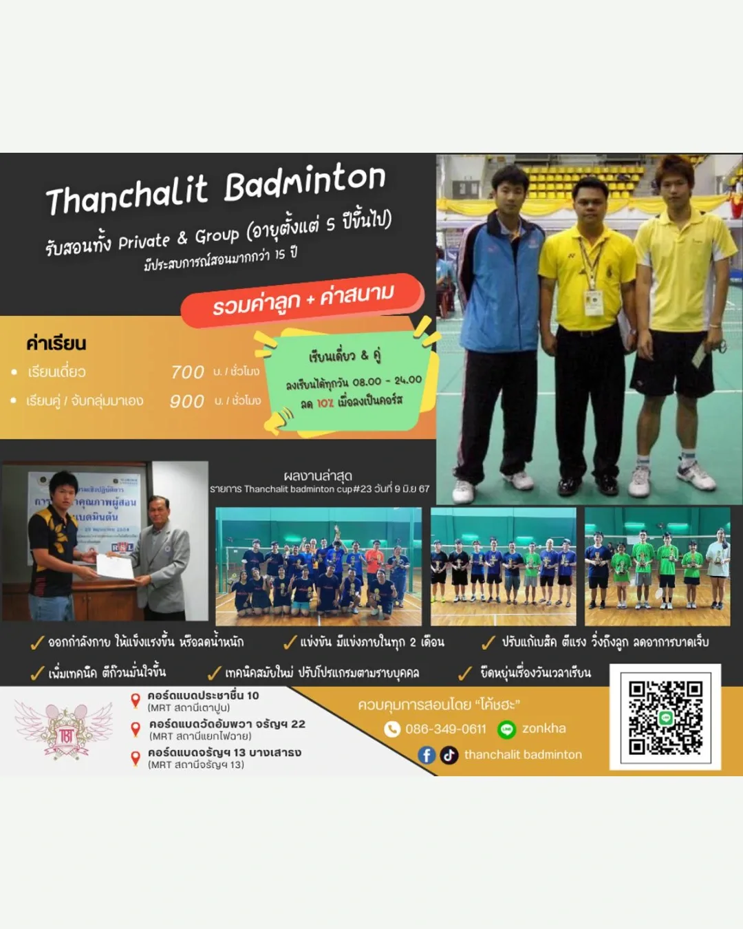 โปสเตอร์สอนแบดมินตัน · Thanchalit Badminton